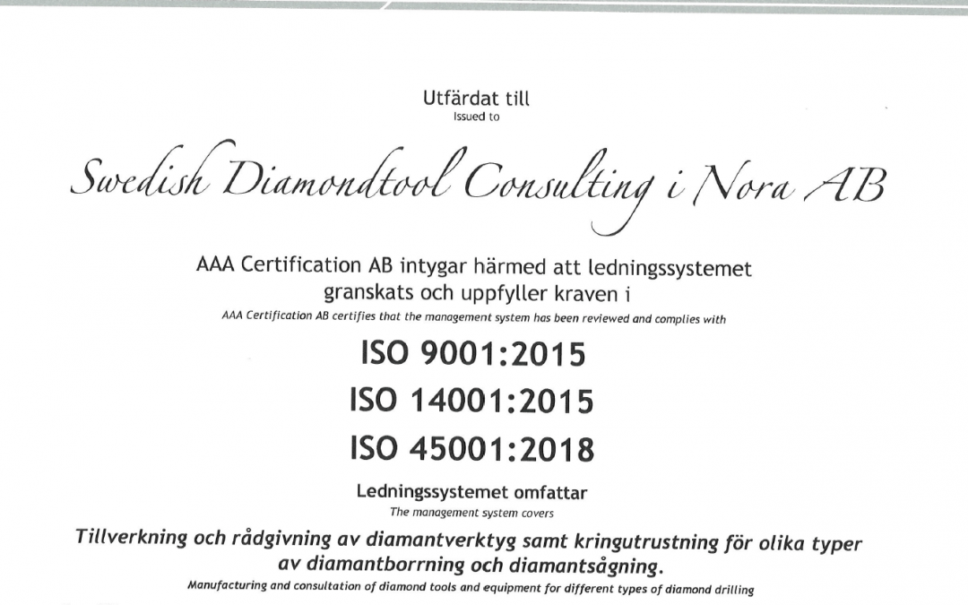 I augusti blev vi ISO-certifierade